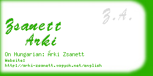 zsanett arki business card