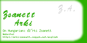 zsanett arki business card